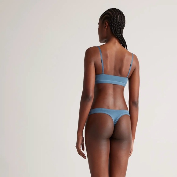 Organic Cotton Scoop Bralette in Ocean  size X-Small  2 pack - Picture 2 of 3